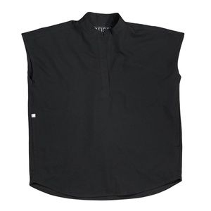 Figs Rafaela Mandarin Collar Black Technical Scrub Shirt Top Womens XXS